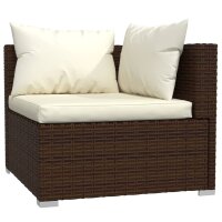 vidaXL 5-tlg. Garten-Lounge-Set mit Kissen Poly Rattan Braun