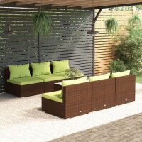 vidaXL 7-tlg. Garten-Lounge-Set mit Kissen Poly Rattan Braun