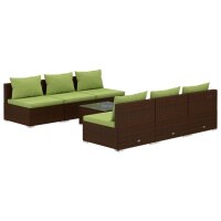 vidaXL 7-tlg. Garten-Lounge-Set mit Kissen Poly Rattan Braun