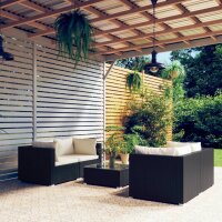 vidaXL 5-tlg. Garten-Lounge-Set mit Kissen Poly Rattan Schwarz