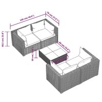 vidaXL 5-tlg. Garten-Lounge-Set mit Kissen Poly Rattan Schwarz