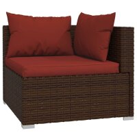 vidaXL 5-tlg. Garten-Lounge-Set mit Kissen Poly Rattan Braun