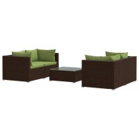 vidaXL 5-tlg. Garten-Lounge-Set mit Kissen Poly Rattan Braun