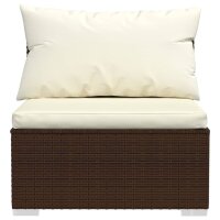 vidaXL 6-tlg. Garten-Lounge-Set mit Kissen Poly Rattan Braun