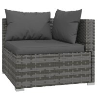 vidaXL 6-tlg. Garten-Lounge-Set mit Auflagen Poly Rattan Grau