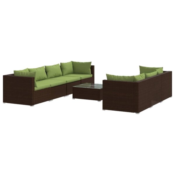 vidaXL 8-tlg. Garten-Lounge-Set mit Kissen Poly Rattan Braun