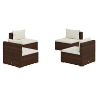 vidaXL 4-tlg. Garten-Lounge-Set mit Kissen Poly Rattan Braun