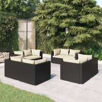 vidaXL 8-tlg. Garten-Lounge-Set mit Kissen Poly Rattan Schwarz