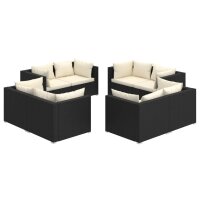 vidaXL 8-tlg. Garten-Lounge-Set mit Kissen Poly Rattan Schwarz