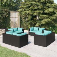 vidaXL 8-tlg. Garten-Lounge-Set mit Kissen Poly Rattan Schwarz