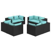 vidaXL 8-tlg. Garten-Lounge-Set mit Kissen Poly Rattan Schwarz