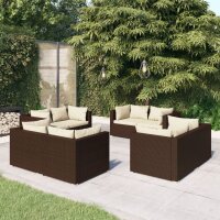 vidaXL 8-tlg. Garten-Lounge-Set mit Kissen Poly Rattan Braun