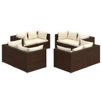 vidaXL 8-tlg. Garten-Lounge-Set mit Kissen Poly Rattan Braun