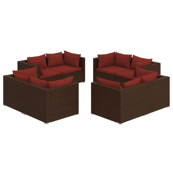 vidaXL 8-tlg. Garten-Lounge-Set mit Kissen Poly Rattan Braun