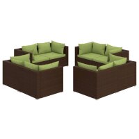 vidaXL 8-tlg. Garten-Lounge-Set mit Kissen Poly Rattan Braun