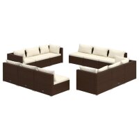 vidaXL 12-tlg. Garten-Lounge-Set mit Kissen Poly Rattan...