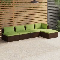 vidaXL 5-tlg. Garten-Lounge-Set mit Kissen Poly Rattan Braun