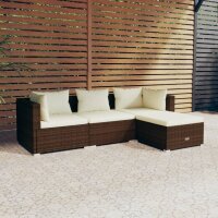 vidaXL 4-tlg. Garten-Lounge-Set mit Kissen Poly Rattan Braun