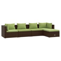 vidaXL 5-tlg. Garten-Lounge-Set mit Kissen Poly Rattan Braun