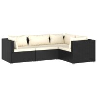 vidaXL 4-tlg. Garten-Lounge-Set mit Kissen Poly Rattan Schwarz