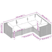 vidaXL 4-tlg. Garten-Lounge-Set mit Kissen Poly Rattan Schwarz