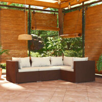 vidaXL 4-tlg. Garten-Lounge-Set mit Kissen Poly Rattan Braun