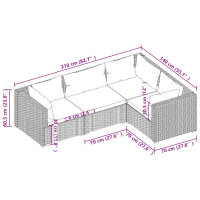 vidaXL 4-tlg. Garten-Lounge-Set mit Kissen Poly Rattan Braun