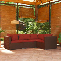 vidaXL 4-tlg. Garten-Lounge-Set mit Kissen Poly Rattan Braun