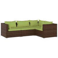 vidaXL 4-tlg. Garten-Lounge-Set mit Kissen Poly Rattan Braun