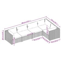 vidaXL 5-tlg. Garten-Lounge-Set mit Kissen Poly Rattan Schwarz