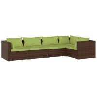 vidaXL 5-tlg. Garten-Lounge-Set mit Kissen Poly Rattan Braun