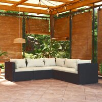 vidaXL 5-tlg. Garten-Lounge-Set mit Kissen Poly Rattan...