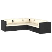 vidaXL 5-tlg. Garten-Lounge-Set mit Kissen Poly Rattan...