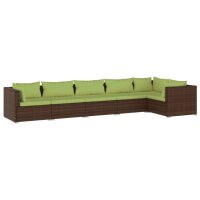 vidaXL 6-tlg. Garten-Lounge-Set mit Kissen Poly Rattan Braun