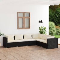 vidaXL 6-tlg. Garten-Lounge-Set mit Kissen Poly Rattan Schwarz