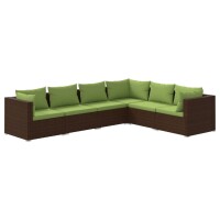 vidaXL 6-tlg. Garten-Lounge-Set mit Kissen Poly Rattan Braun