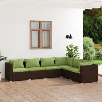 vidaXL 6-tlg. Garten-Lounge-Set mit Kissen Poly Rattan Braun