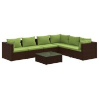 vidaXL 7-tlg. Garten-Lounge-Set mit Kissen Poly Rattan Braun