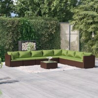 vidaXL 9-tlg. Garten-Lounge-Set mit Kissen Poly Rattan Braun