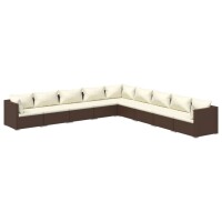 vidaXL 9-tlg. Garten-Lounge-Set mit Kissen Poly Rattan Braun