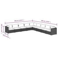 vidaXL 9-tlg. Garten-Lounge-Set mit Kissen Poly Rattan Braun