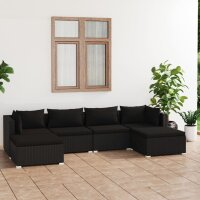 vidaXL 6-tlg. Garten-Lounge-Set mit Kissen Poly Rattan...