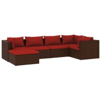 vidaXL 6-tlg. Garten-Lounge-Set mit Kissen Poly Rattan Braun