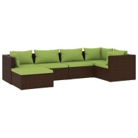 vidaXL 6-tlg. Garten-Lounge-Set mit Kissen Poly Rattan Braun