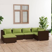 vidaXL 6-tlg. Garten-Lounge-Set mit Kissen Poly Rattan Braun