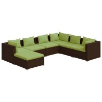 vidaXL 7-tlg. Garten-Lounge-Set mit Kissen Poly Rattan Braun