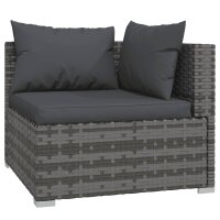 vidaXL 7-tlg. Garten-Lounge-Set mit Kissen Poly Rattan Grau