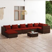 vidaXL 8-tlg. Garten-Lounge-Set mit Kissen Poly Rattan Braun