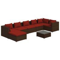 vidaXL 8-tlg. Garten-Lounge-Set mit Kissen Poly Rattan Braun