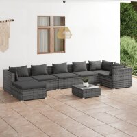 vidaXL 8-tlg. Garten-Lounge-Set mit Kissen Poly Rattan Grau